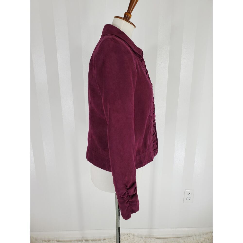 DRESSBARN Women's Dark Purple Open Front Velvet Jacket Sz S - Picture 2 of 11